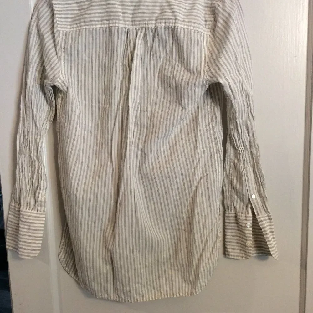 J. Crew striped tunic size 2 womens long sleeve V neck black gray white